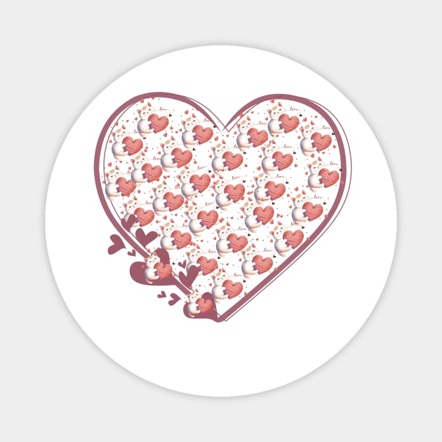 Cat Love Heart Cute Valentines Day Magnet by Positive Designer